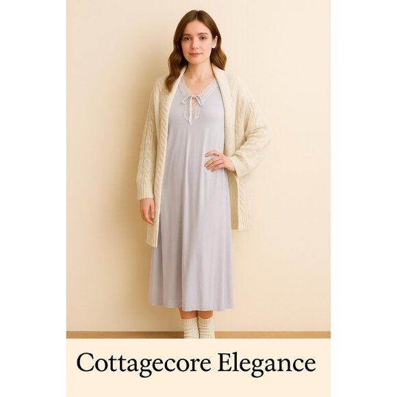 Vintage Ballet New York Nylon Lace Nightgown | Lilac Slip Dress | Made in USA - Picture 2 of 11